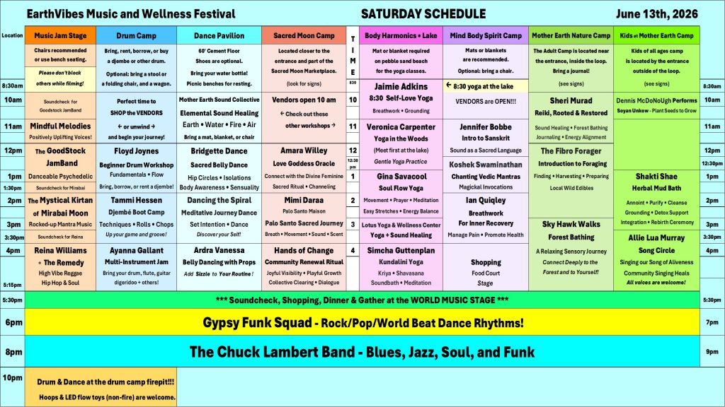 EarthVibes Schedule