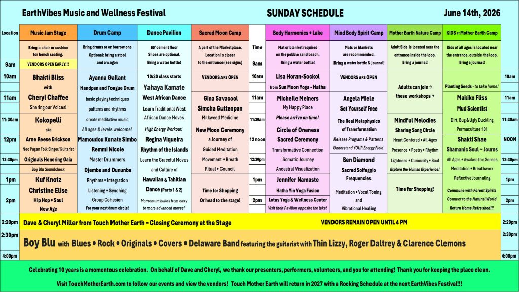 EarthVibes Festival Schedule